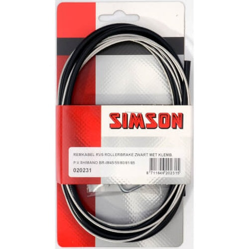 Simson rollerbrake remkabelset compleet RVS zwart op kaart