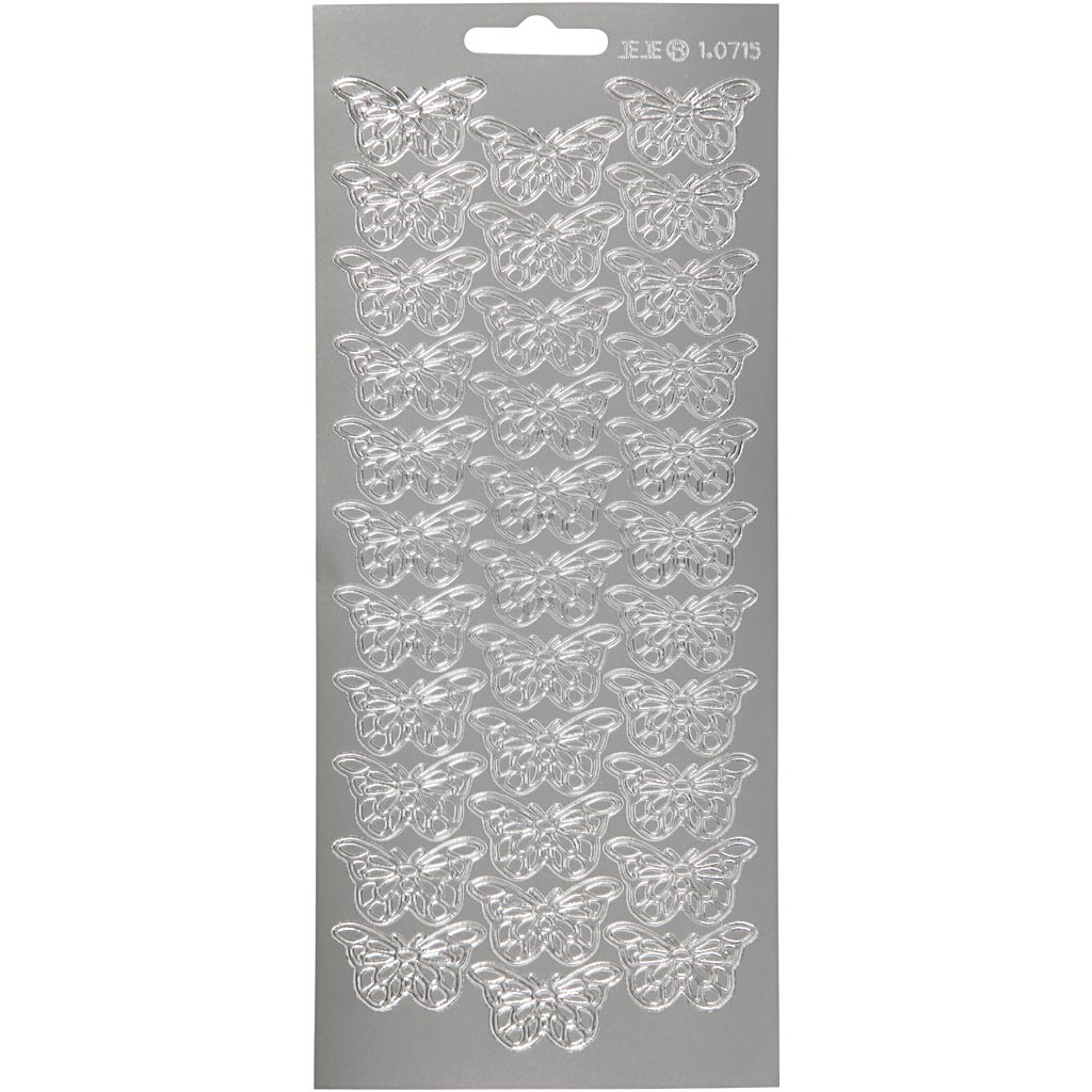 Pegatinas Creativ Company, mariposas, hoja 10x23 cm, plata, 1 hoja