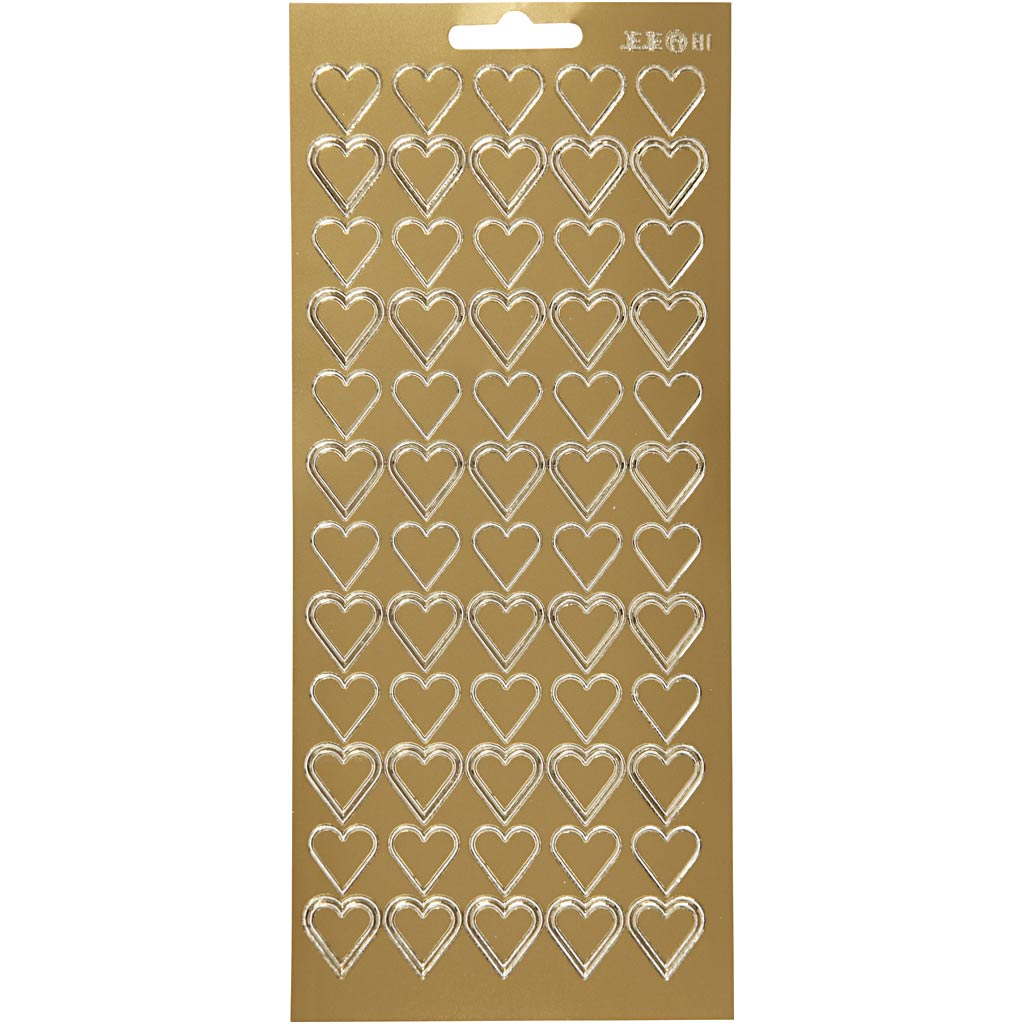 Pegatinas Creativ Company, corazones, hoja 10x23 cm, dorado, 1 hoja
