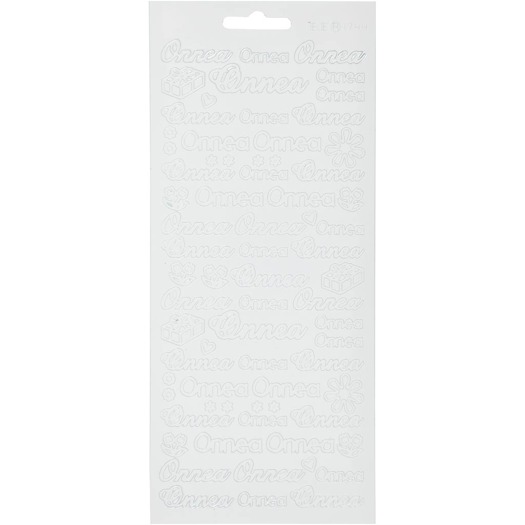 Adesivi aziendali Creativ, onnea, foglio 10x23 cm, bianco, 1 foglio