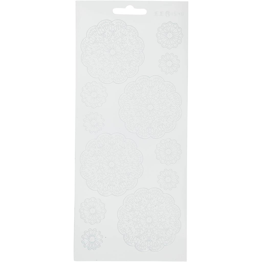 Pegatinas Creativ Company, flores, hoja 10x23 cm, blanco, 1 hoja