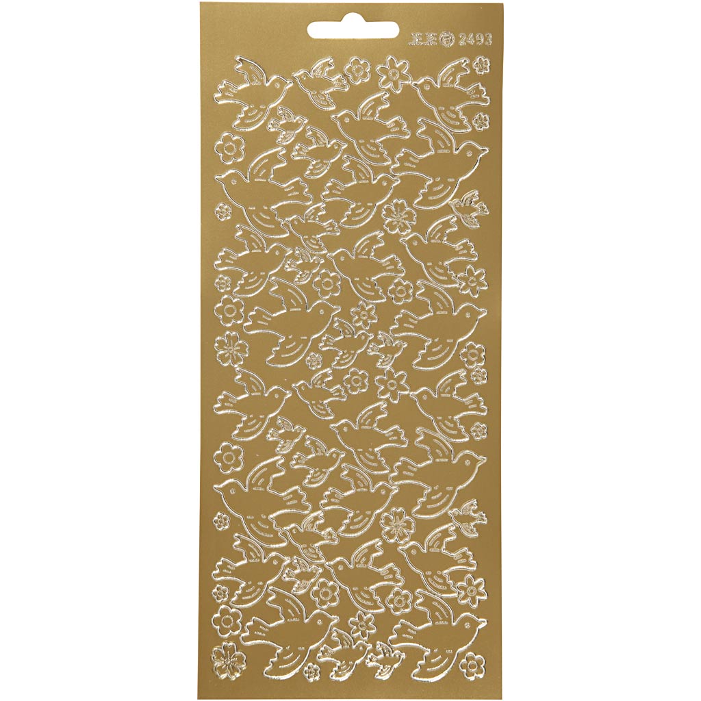 Pegatinas Creativ Company, palomas, hoja 10x23 cm, dorado, 1 hoja