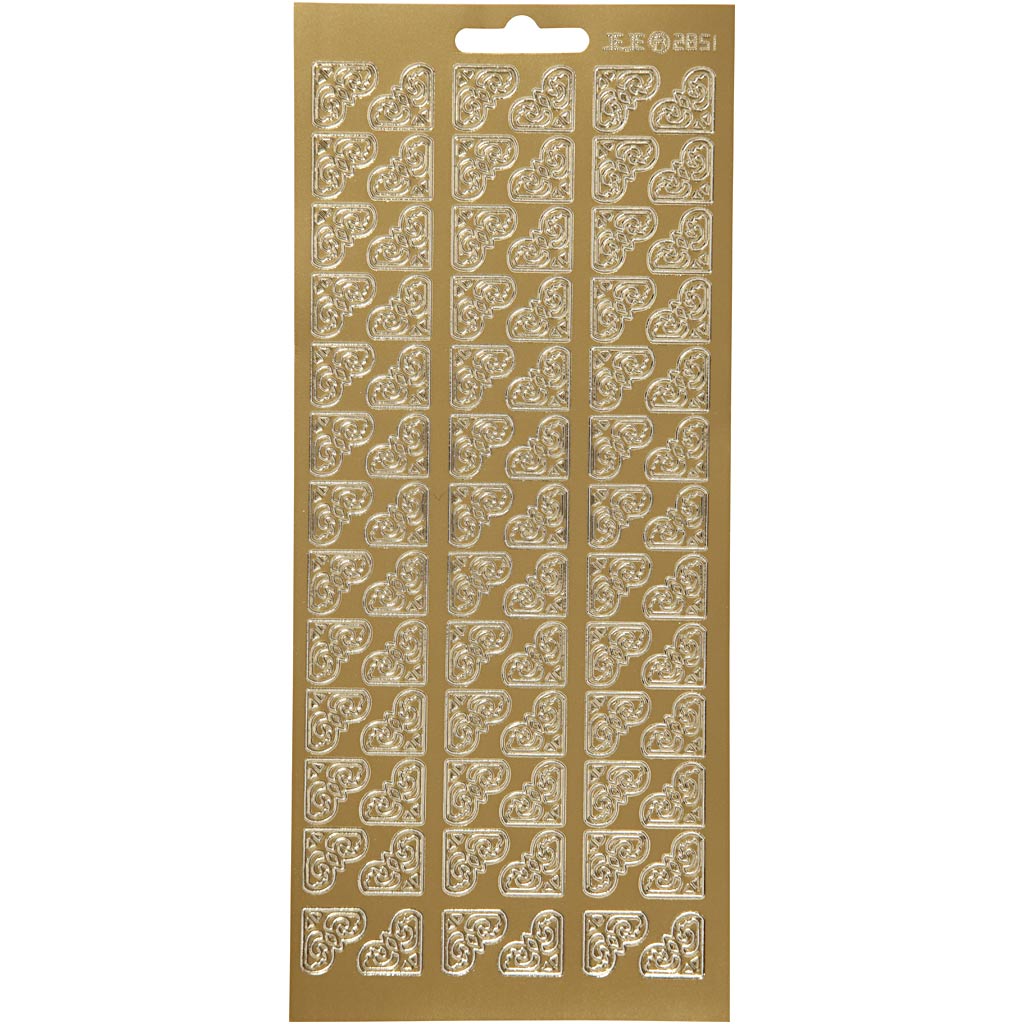 Pegatinas Creativ Company, esquinas, hoja 10x23 cm, dorado, 1 hoja