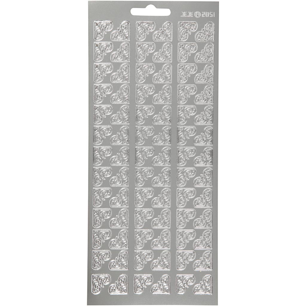 Pegatinas de empresa Creativ, esquinas, hoja 10x23 cm, plata, 1 hoja