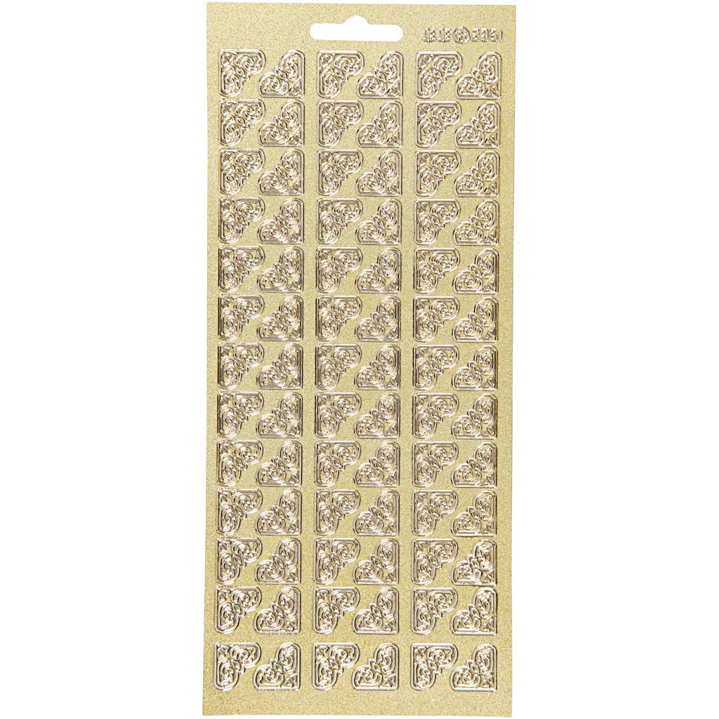 Adesivi aziendali Creativ, angoli, foglio 10x23 cm, oro, 1 foglio