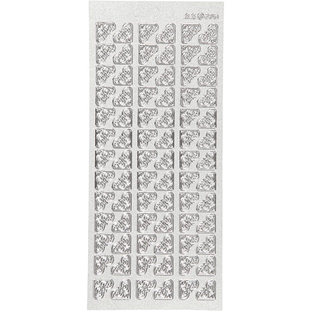 Adesivi aziendali Creativ, angoli, foglio 10x23 cm, argento, 1 foglio