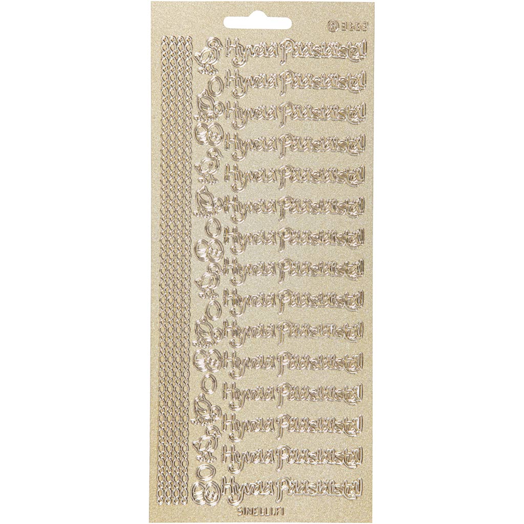 Pegatinas de empresa Creativ, hyvaa pääsiäistä, hoja 10x23 cm, dorado, 1 hoja