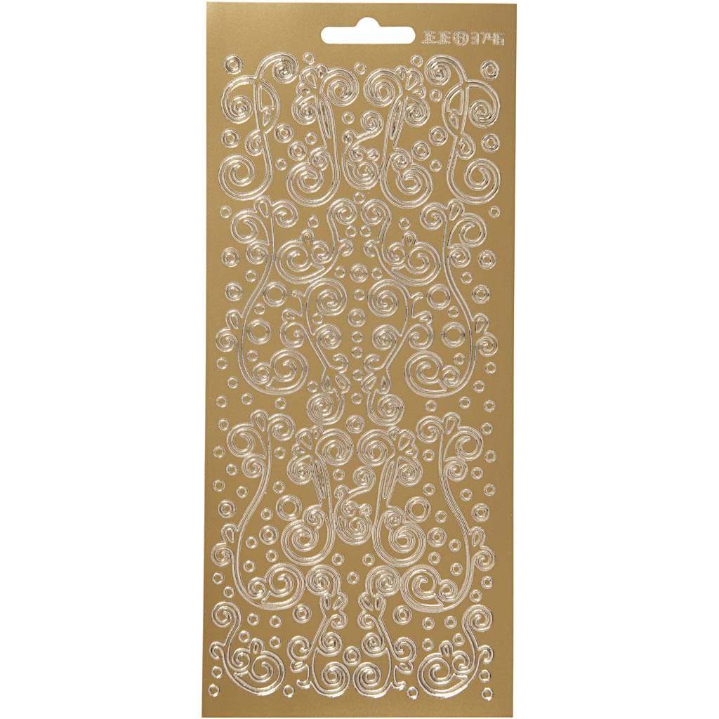 Pegatinas Creativ Company, remolinos, hoja 10x23 cm, dorado, 1 hoja