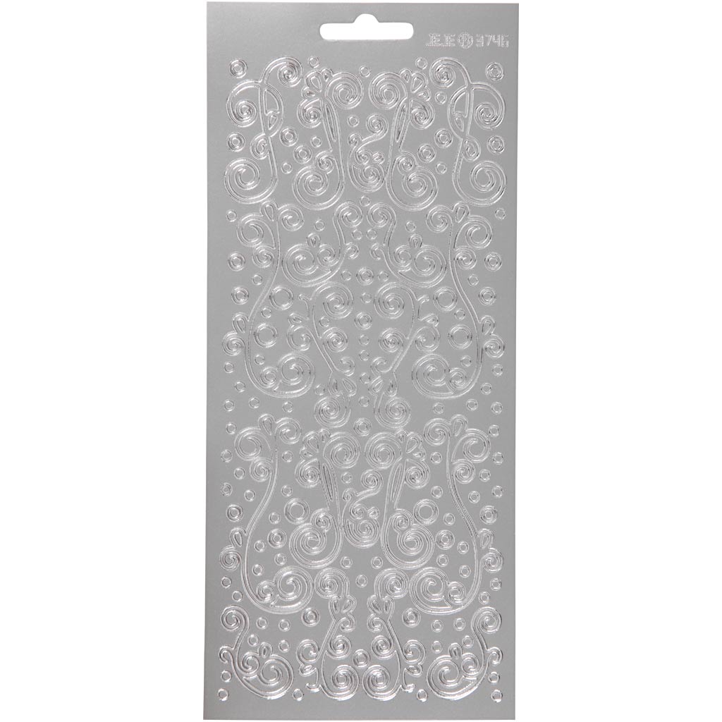 Adesivi aziendali Creativ, ricciolo, foglio 10x23 cm, argento, 1 foglio