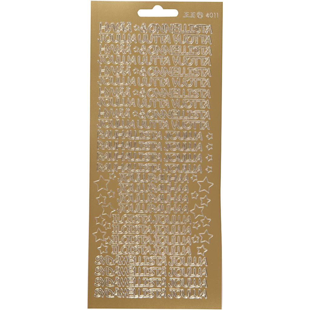 Adesivi aziendali Creativ, hyvaa onnelista, foglio 10x23 cm, oro, 1 foglio