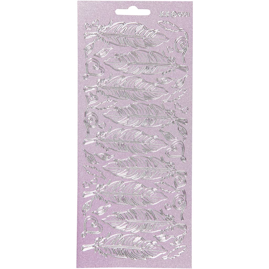 Pegatinas Creativ Company, plumas, hoja 10x23 cm, plata, 1 hoja
