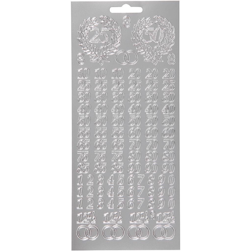 Pegatinas de empresa Creativ, aniversario, hoja 10x23 cm, plata, 1 hoja