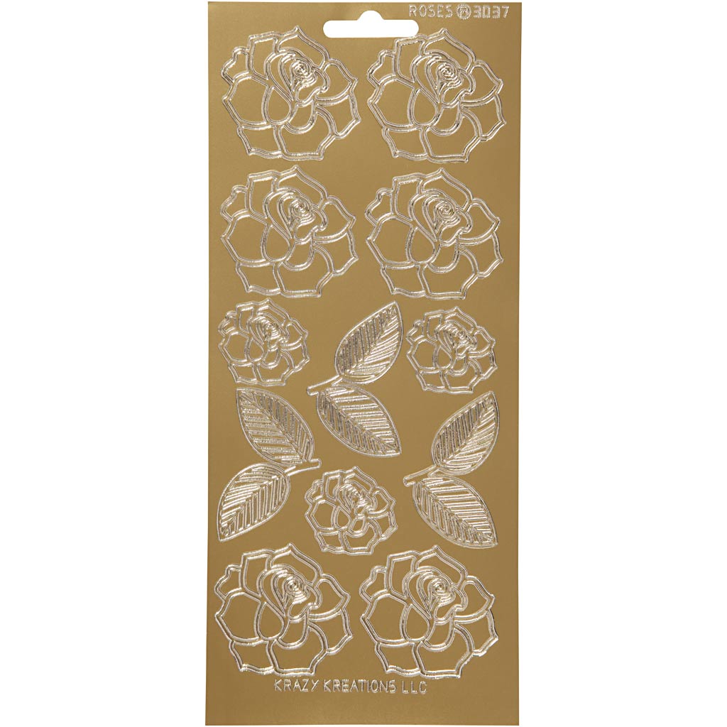 Pegatinas de empresa Creativ, rosas, hoja 10x23 cm, dorado, 1 hoja