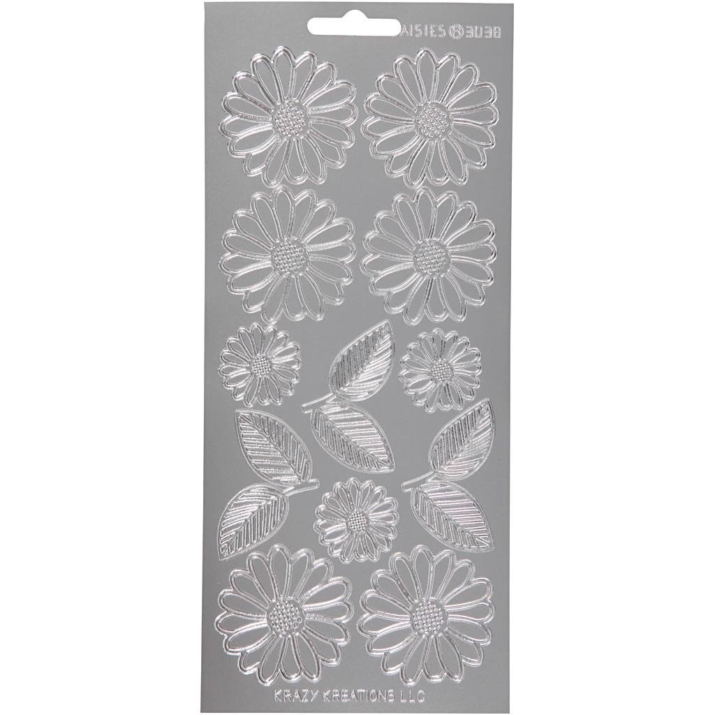 Pegatinas Creativ Company, margaritas, hoja 10x23 cm, plata, 1 hoja