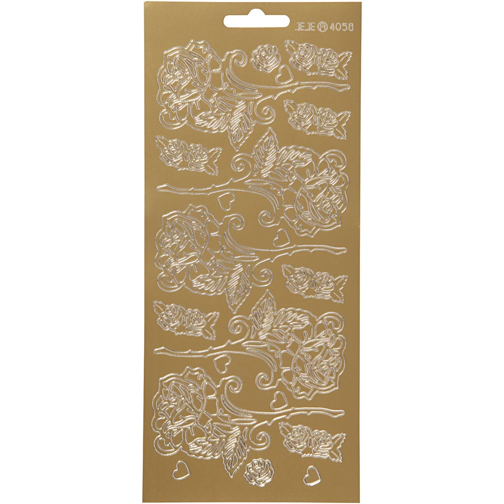 Pegatinas de empresa Creativ, rosas, hoja 10x23 cm, dorado, 1 hoja