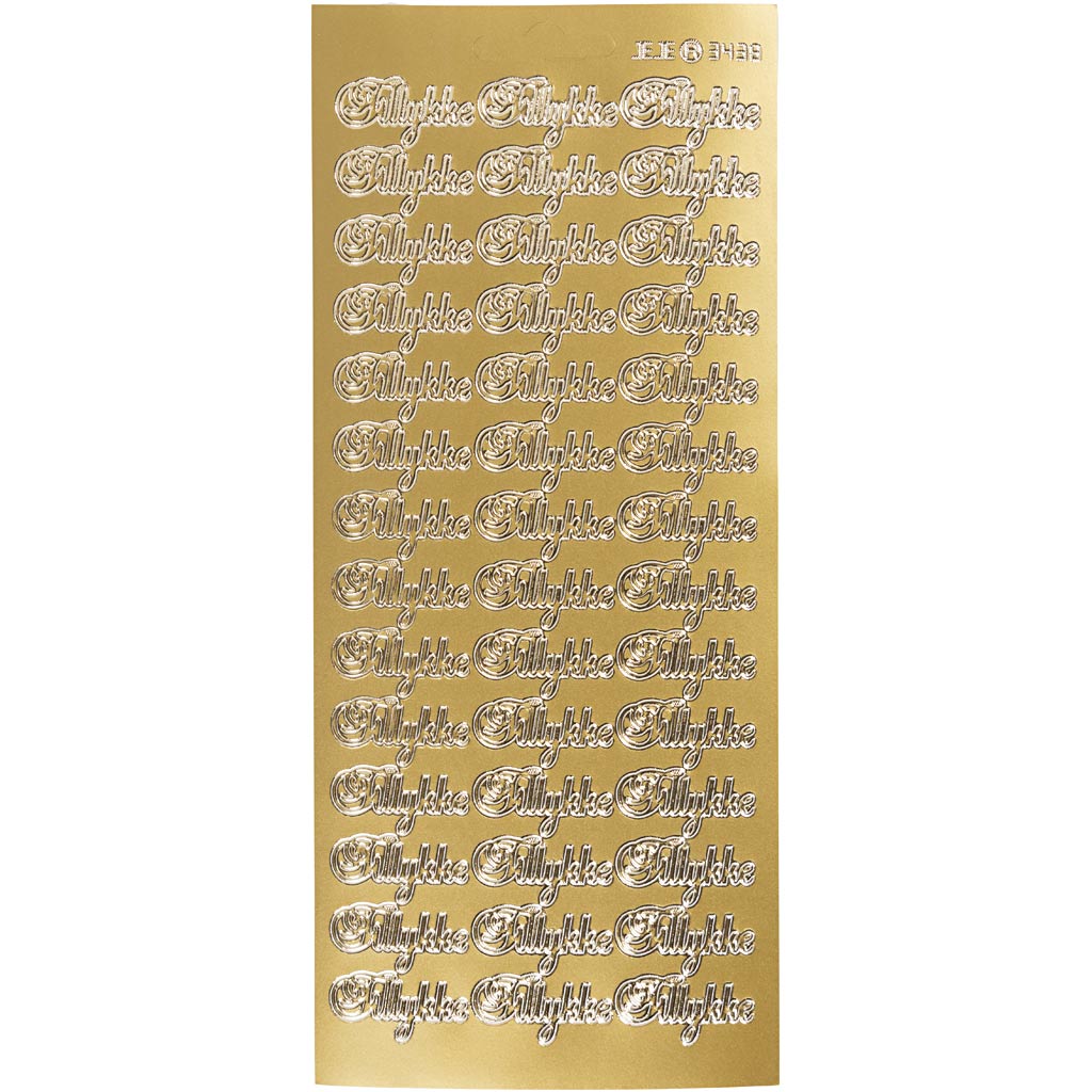 Pegatinas de empresa Creativ,tillykke,hoja 10x23 cm,oro,1 hoja
