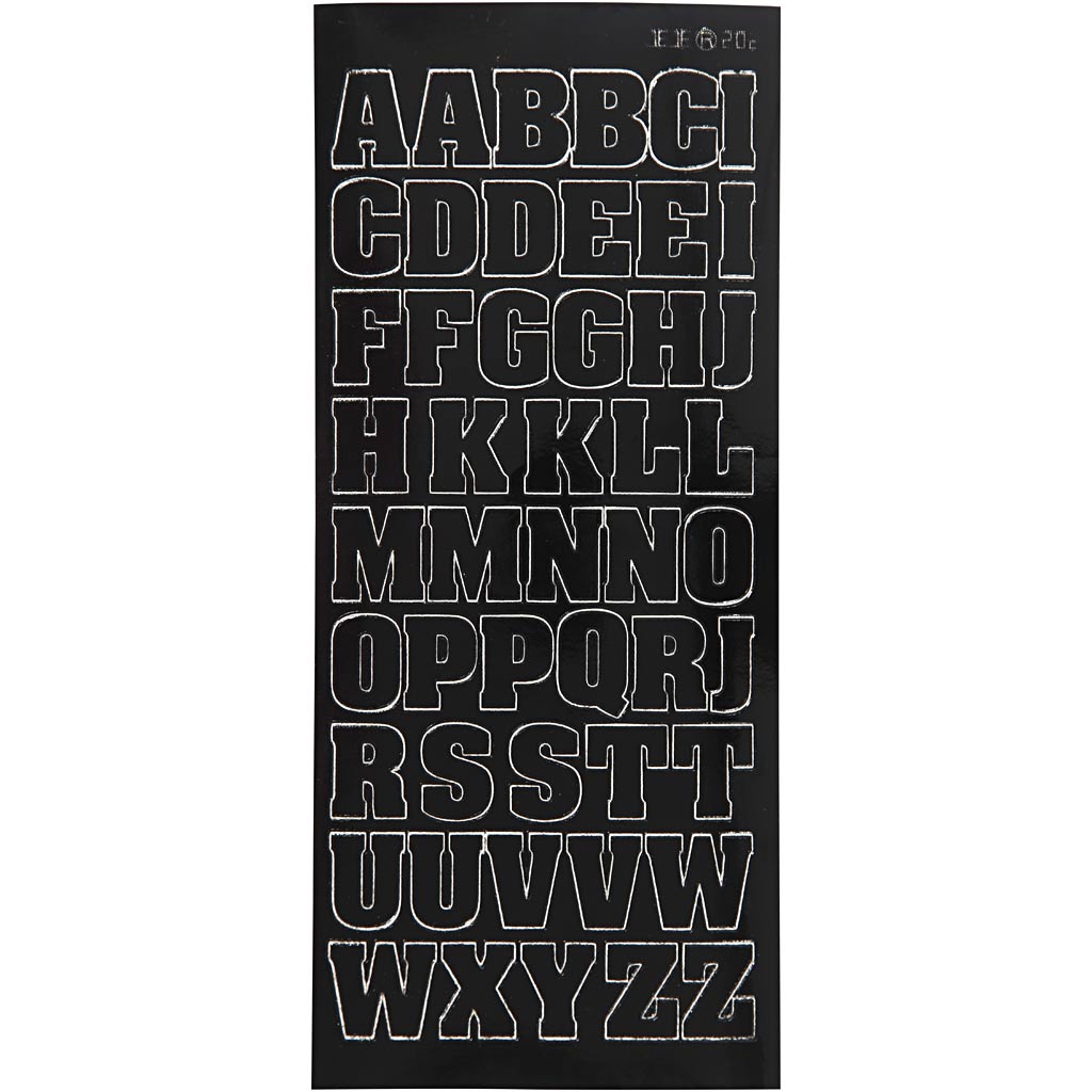 Pegatinas de la empresa Createiv Big Bapital Letters Negro, 1 hoja