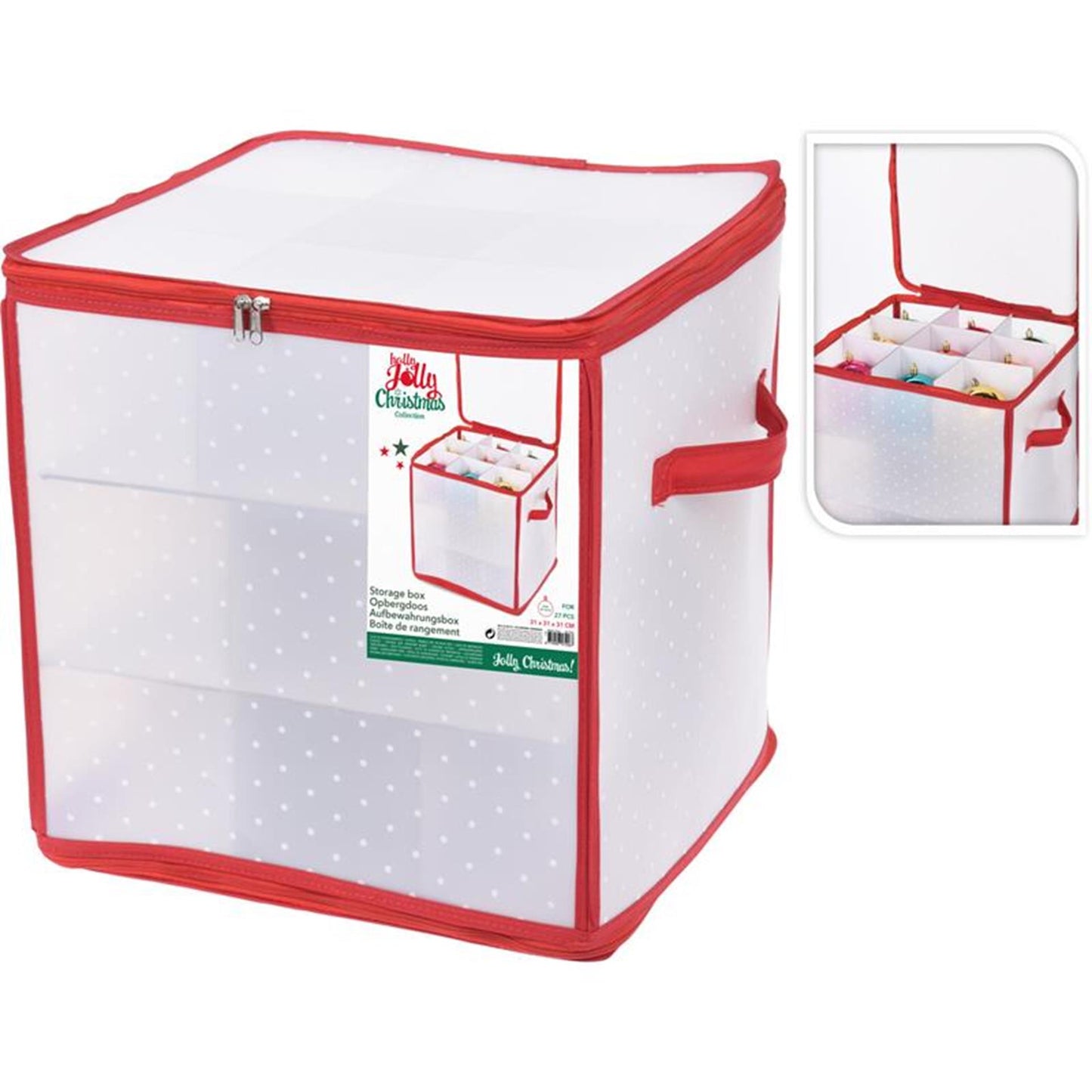 Caja de almacenamiento Home Styling para bola de Navidad 27 compartimentos 31x31cm