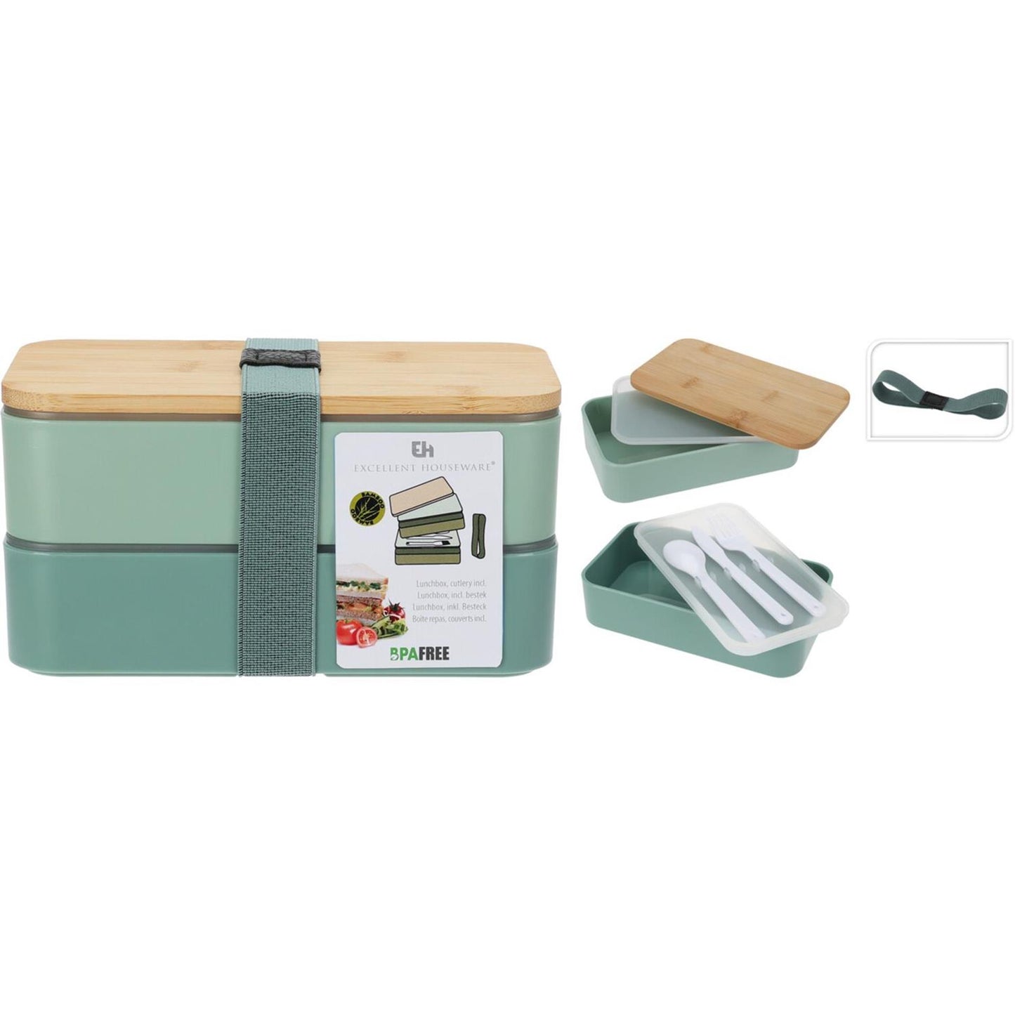Eccellente contenitore per il pranzo in plastica per casalinghi con coperchio in bambù