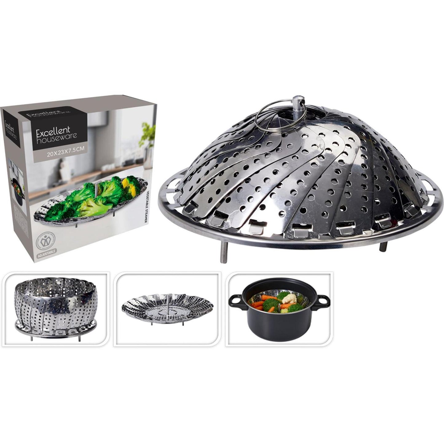 Excelente vaporera de verduras para utensilios de cocina 20x23x7,5 cm