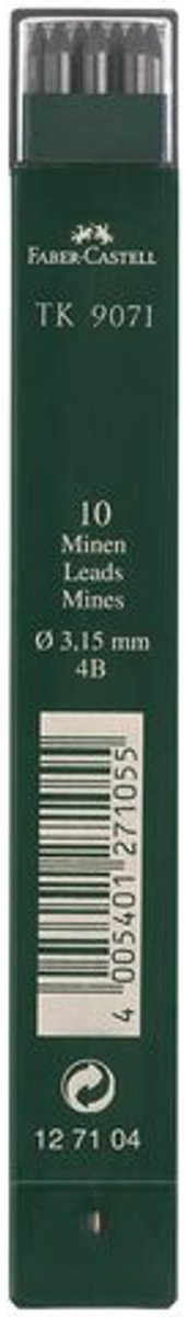 Minas de lápiz faber-castell - tk9071 - 3,15 mm - 4b - 10 piezas - fc-127104