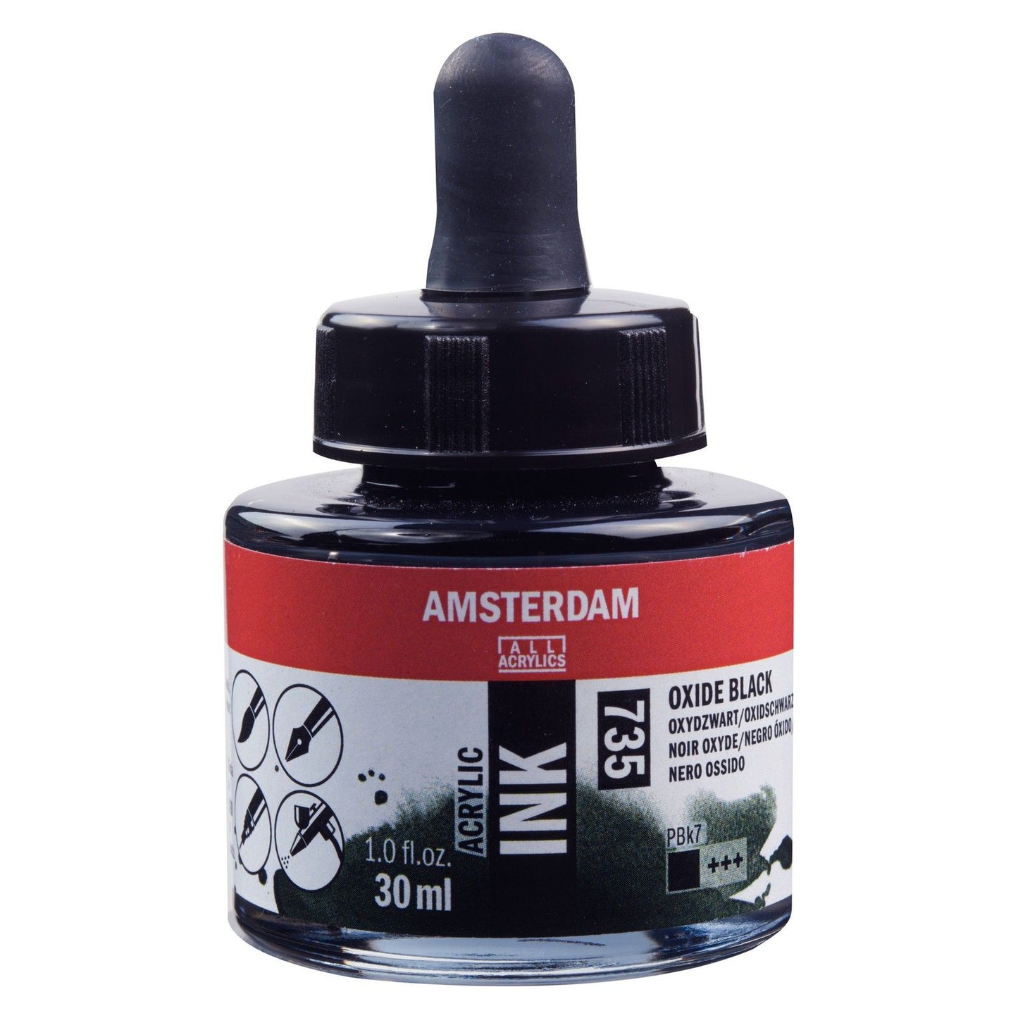 Amsterdam todos los acrílicos amsterdam • botella de tinta acrílica 30 ml oxydblack 735
