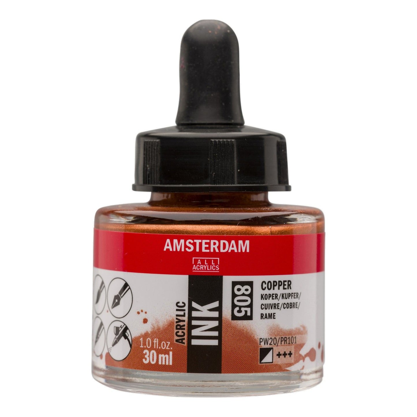Amsterdam todos los acrílicos amsterdam • botella de tinta acrílica 30 ml cobre 805