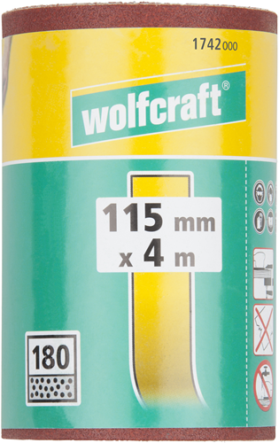 Rotolo di carta vetrata adesiva Wolfcraft | k180 | 4 m x 115 mm | 1 pezzo - 1742000