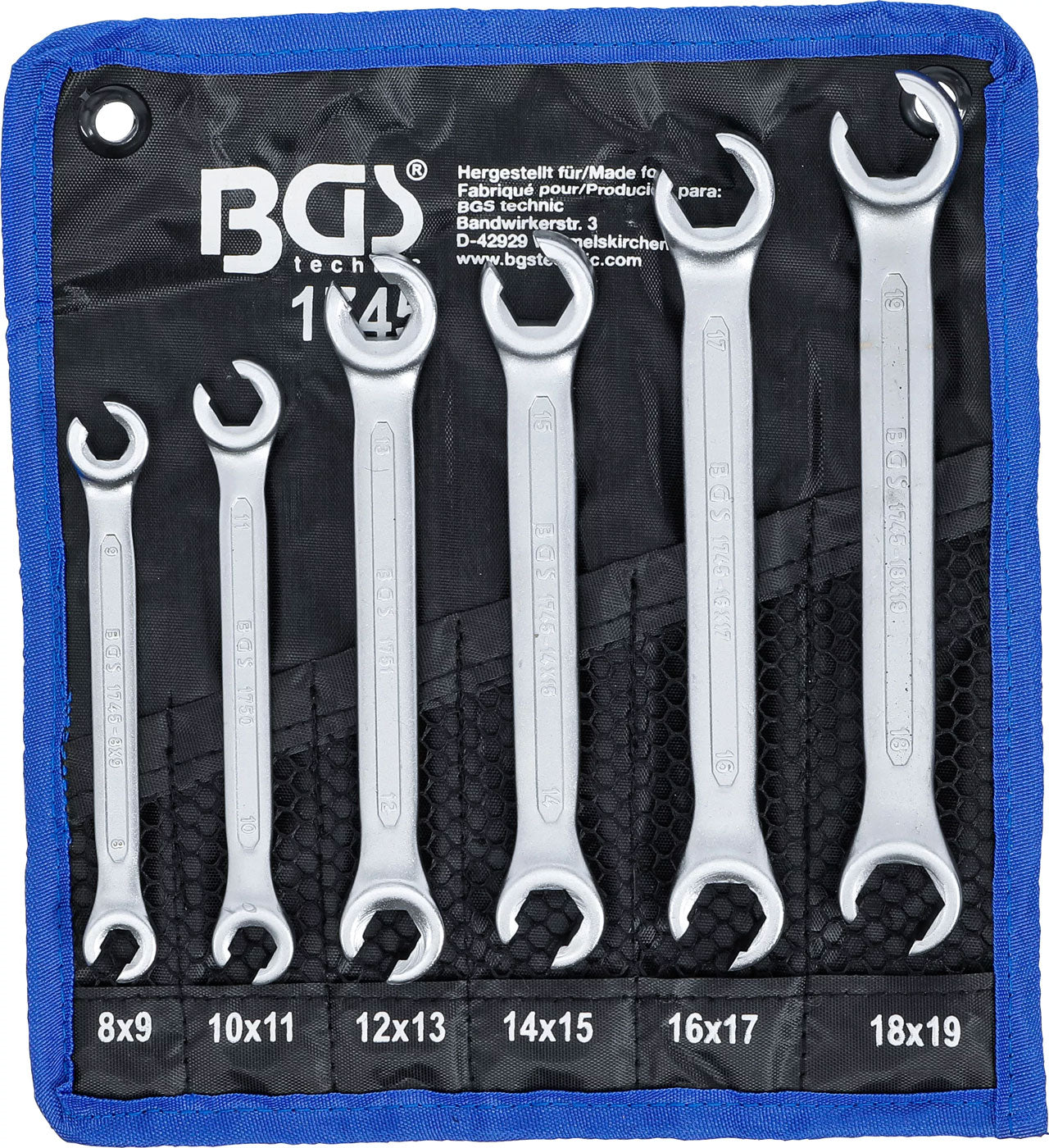 Bgs technic juego de llaves de estrella doble abiertas sw 8 x 9 - 18 x 19 mm 6 uds.