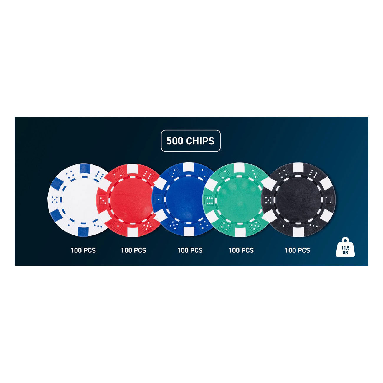 Set poker in custodia argento - 500 fiches 11,5gr.