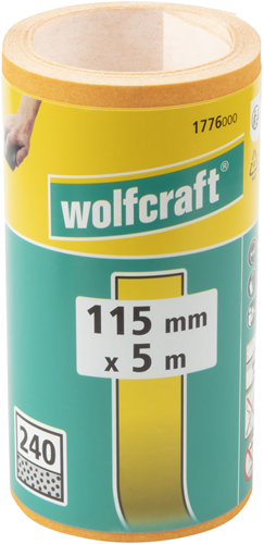 Rollo de papel de lija Wolfcraft | para madera metal | 5m x 115mm | grano 240 | 1 pieza - 1776000