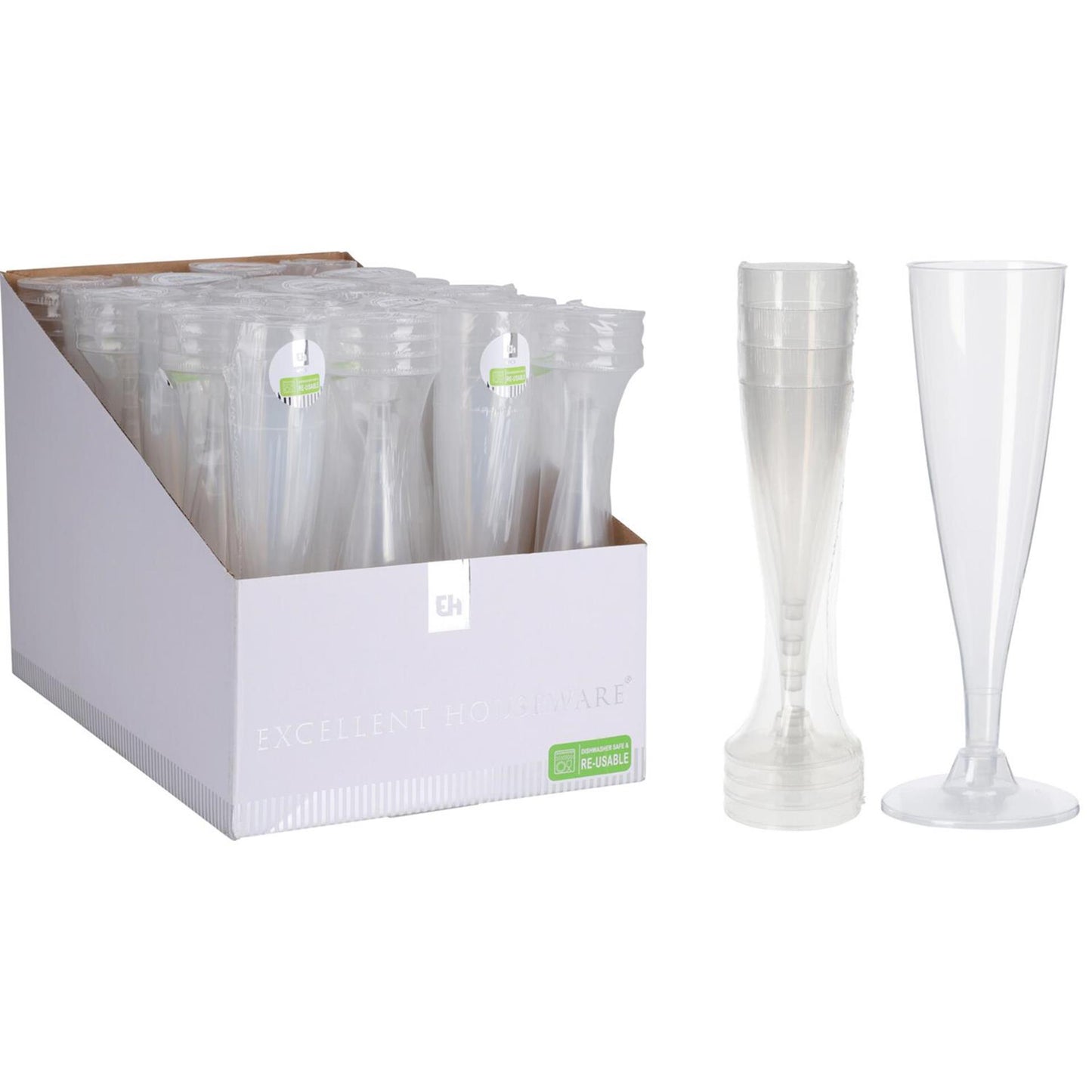 Excellent houseware re- useable champagneglas kunststof 130ml set van 4 stuks vaatwasserbestendig