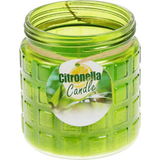 Vela de citronela en una olla de vaso de vidrio