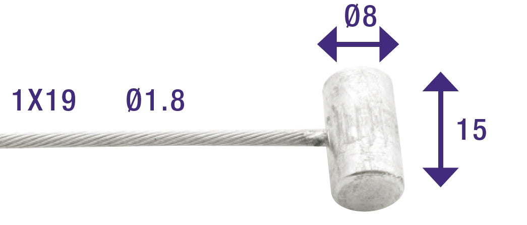 Elvedes Achter Freno Cavo interno Honda Camino 2000mm Galvanizzato T-NIPPLE (su MAP)