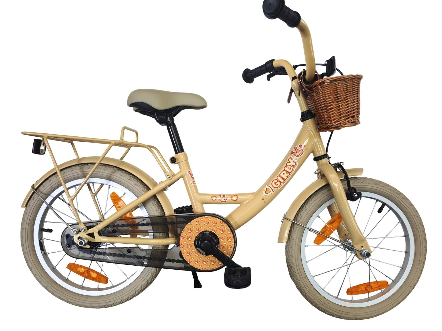 Bicicletta per bambini Bikefun da ragazza 16 pollici - con cestino e mozzo del freno - oro