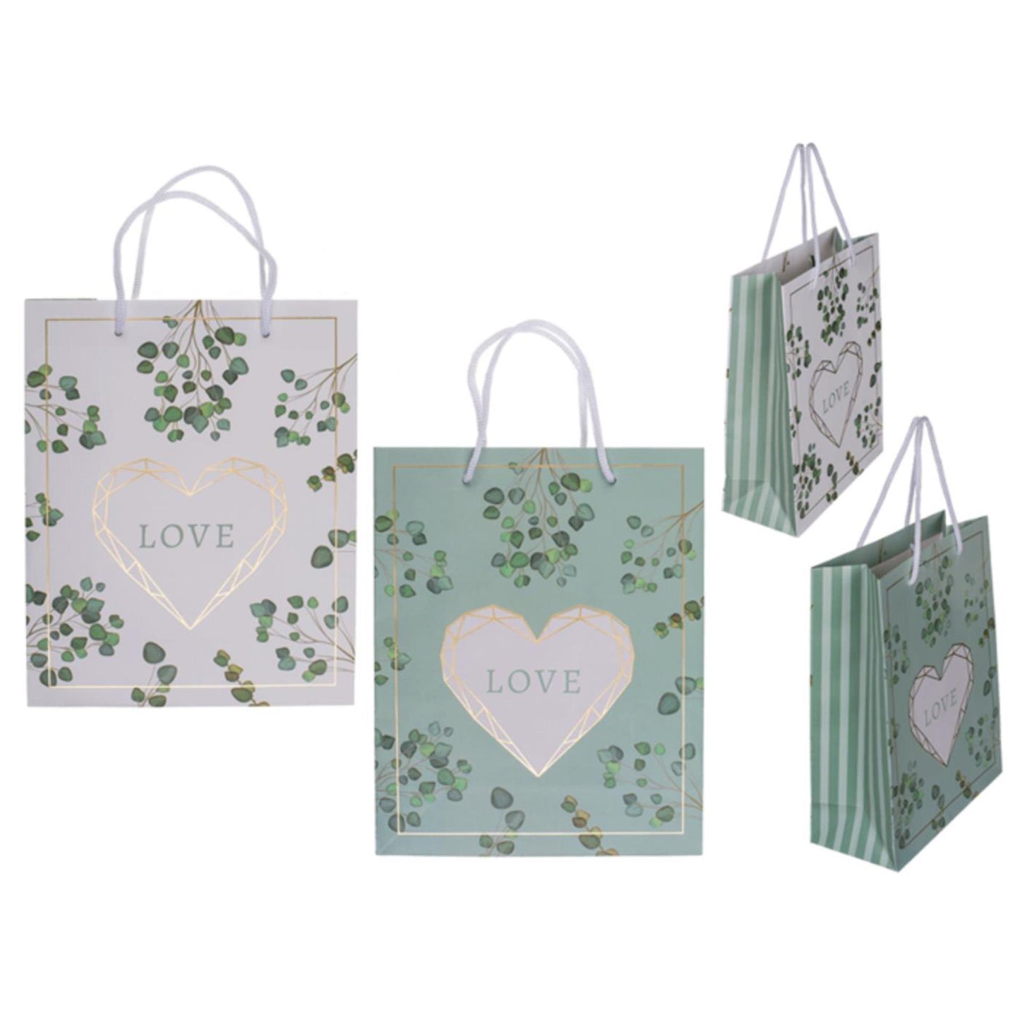 Borsa regalo Ootb love 18x8x23cm verde bianco
