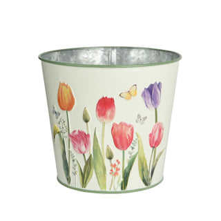 Vaso da fiori in zinco diametro esterno 15 cm h 13,5 cm | 4 pezzi