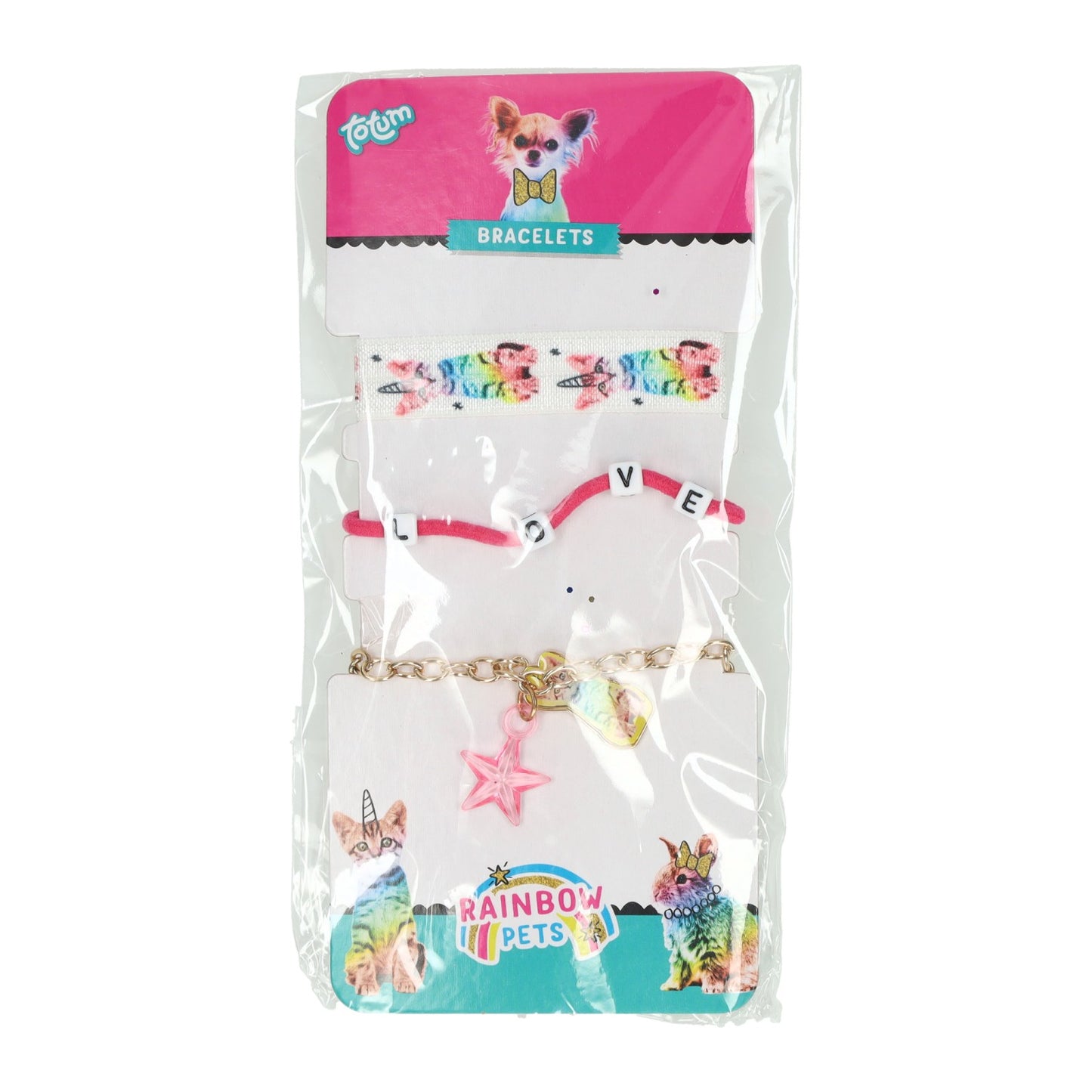 Pulseras creativas para mascotas con diseño de arcoíris - 3 piezas.