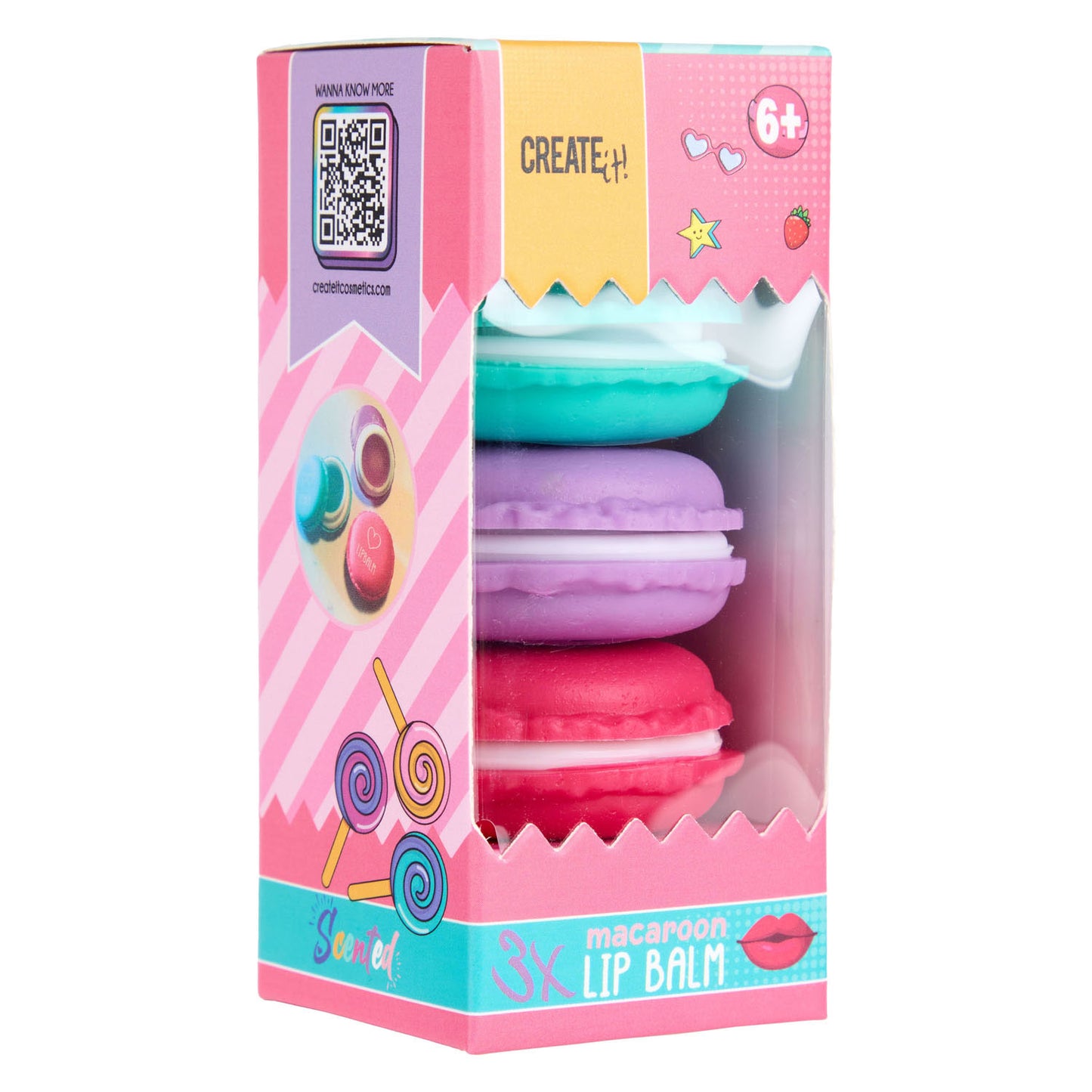 Crea! Candy Lip Balm MacAron Box, 3st.