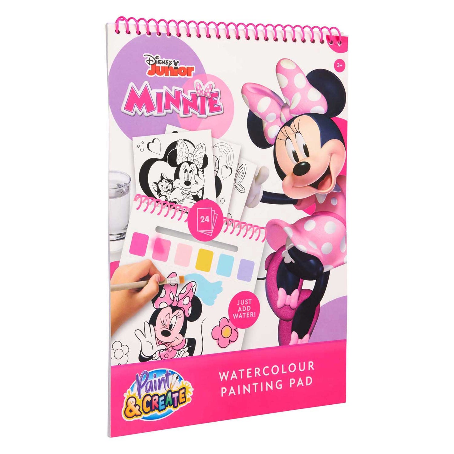 Libro con set di colori ad acqua Canenco Minnie Mouse - incl. pennello