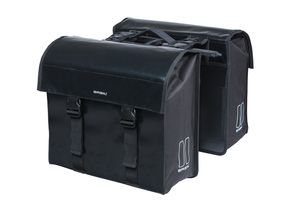 Borsa per biciclette a doppia bicicletta di carico urbano basilico, impermeabile, nero, 48-53L