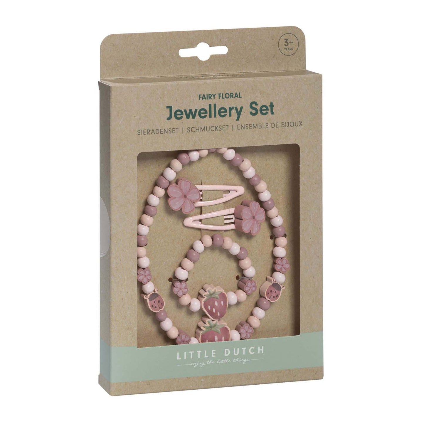 Piccolo set di gioielli in legno olandese Strawberry, 4dlg.