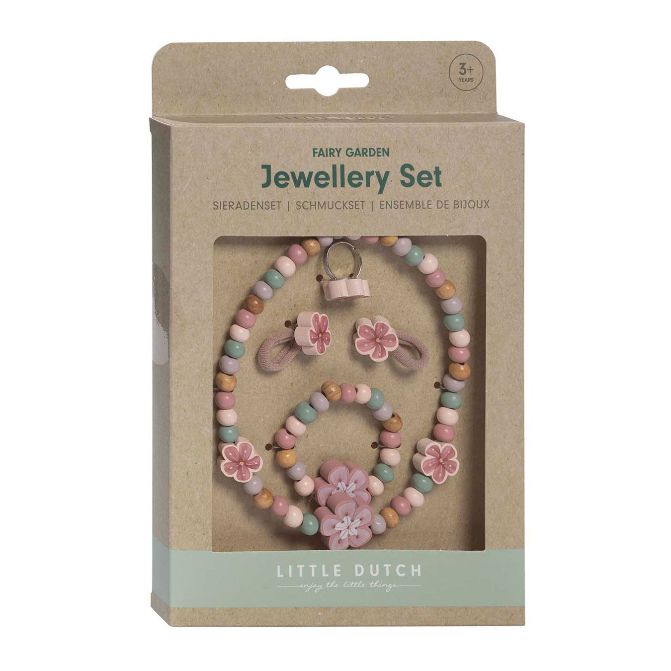 Piccoli gioielli in legno olandese set fiori, 4dlg.