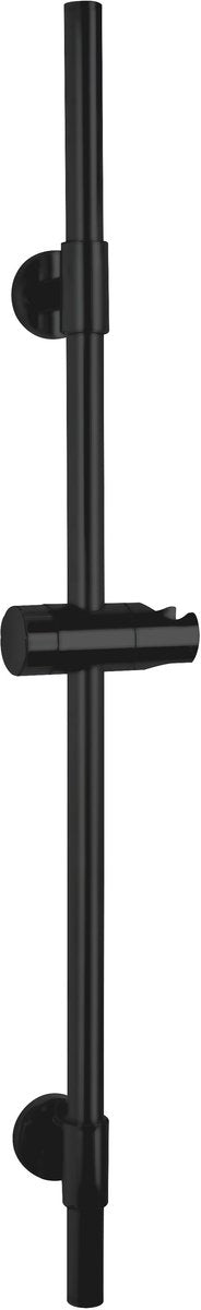 Asta doccia Wenko basic acciaio inox nero opaco, lunghezza 66 cm, diametro 19 mm, con supporto per soffione e 2 supporti a parete - asta scorrevole nero opaco