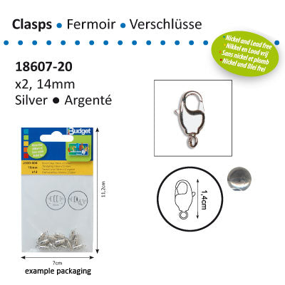 Vaessen creative • chiusura pesce 14mm 2 pezzi argento
