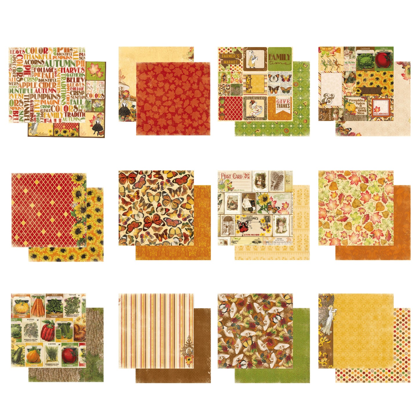 Bo bunny • cosecha encantada 30,5x30,5cm surtido hoja 12x10