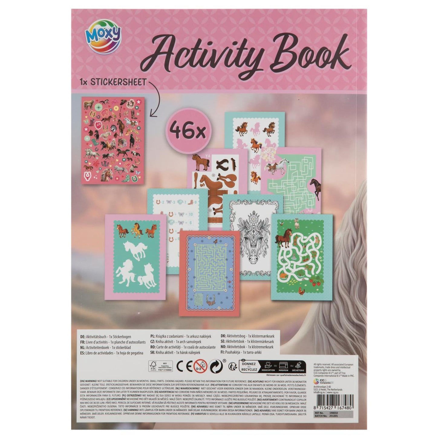 Libro de actividades de caballos para grupos de manualidades creativas + pegatinas a4