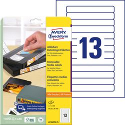 Etichette per videocassette avery zweckform 20 x 147,3 mm bianche