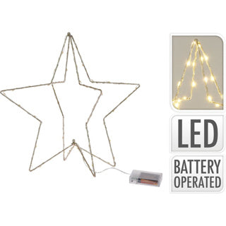Altri marchi stelle natalizie colorate con oro con illuminazione a LED su batteria 37 cm