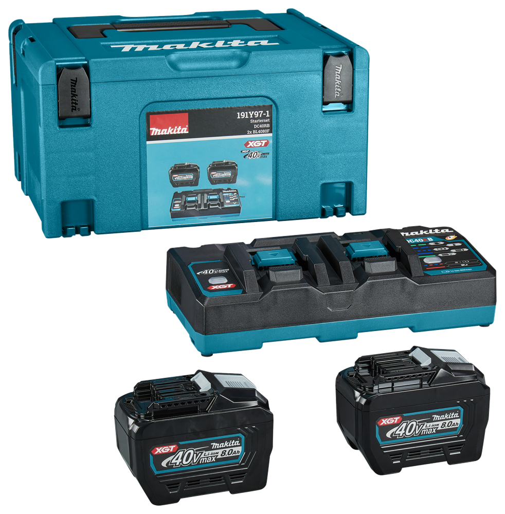 Set batteria Makita xgt dc40rb 2xbl4080f